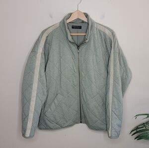 Bagatelle Collection | French Terry Diamond Quilted Bomber Jacket in Sage Green